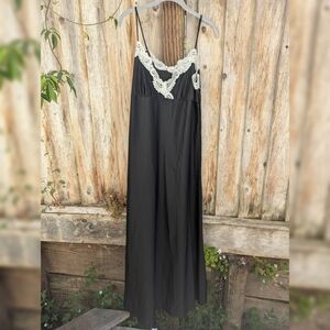 Black With Cream Lace Slip Dress